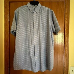 🦅 Size XLT, Daniel Cremieux Light Blue Patterned Button Down Shirt, short sleeve